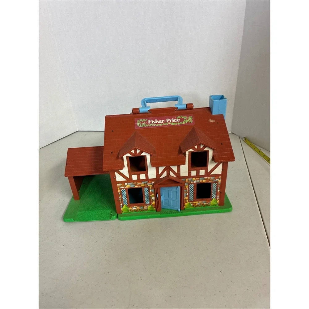 Vintage Fisher Price Little People Tudor Dollhouse 952 with Furniture‎ 1980s Toy